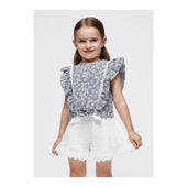 Mayoral Girls Navy and White Stripe Blouse